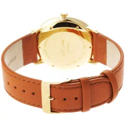 Junghans MAX BILL 38 Automatikuhr vergoldet hellgrau Index Leder