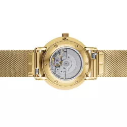 STERNGLAS Naos 33 Automatikuhr weiss Stahl vergoldet Mesh