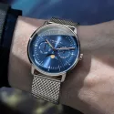 STERNGLAS Naos 38 Mondphasenuhr mit Tag und Datum blau Metallband