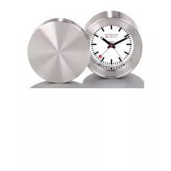 MONDAINE Travel Alarm Clock Reisewecker SBB Bahnhofsuhr Alu