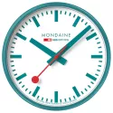 MONDAINE Wall Clock SBB Bahnhofswanduhr türkis