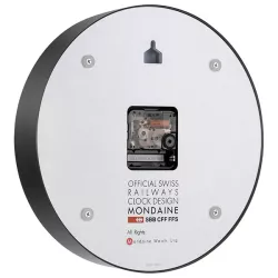 MONDAINE Wall Clock SBB Bahnhofswanduhr schwarz/weiss