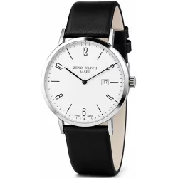 ZENO-WATCH BASEL Bauhaus Linea 39 Automatik Uhr Stahl Zahlen