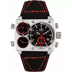 RENDEX Multitime XXL Dreizeitenuhr Chronograph Stahl