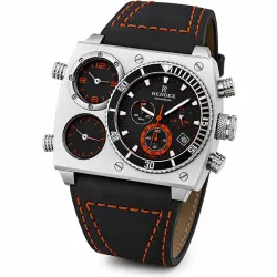 RENDEX Multitime XXL Dreizeitenuhr Chronograph Stahl