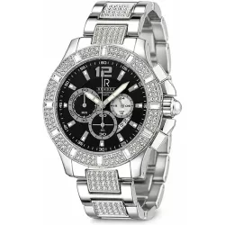 RENDEX Bling-Bling XL Chronograph Quartzuhr Stahl schwarz