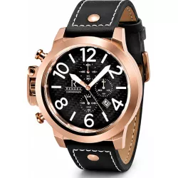 RENDEX Airforce Chronograph Linkshänderuhr Edelstahl vergoldet