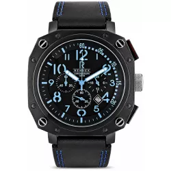 RENDEX Big Screws Chronograph Quartz Edelstahl PVD schwarz