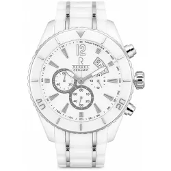 RENDEX Ceramic XL Chrono Quartz Keramikband weiss