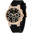 RENDEX De Luxe Quartz Chrono Stahl ros vergoldet Crystals