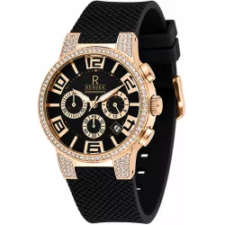 RENDEX De Luxe Quartz Chrono Stahl ros vergoldet Crystals