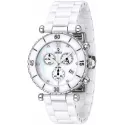 RENDEX Ceramic XL Lady Chrono Quartz Keramikband weiss