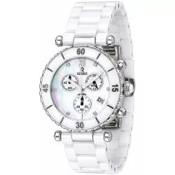 RENDEX Ceramic XL Lady Chrono Quartz Keramikband weiss