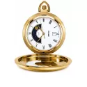 Mondphasen Taschenuhr Quartz weiss mit Deckel römisch