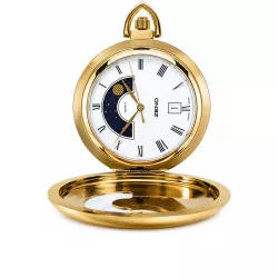 Mondphasen Taschenuhr Quartz weiss mit Deckel römisch