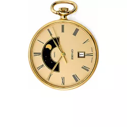 Mondphasen Taschenuhr Quartz vergoldet römisch
