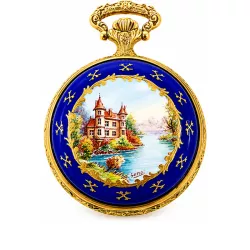 Vintage Taschenuhren Handaufzug emailliert Villa am See