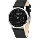 ZENO-WATCH BASEL Bauhaus Edelstahl Automatik Uhr schwarz