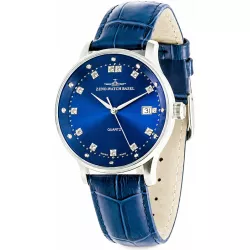 ZENO-WATCH BASEL Medium Size Crystals Quartzuhr blau
