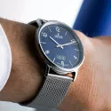 JUNGHANS Milano Mega Solar Funkuhr blau Stahlband