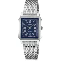 CASIO Analog Square mini Quartzuhr römisch Stahl blau