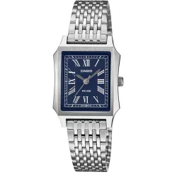 CASIO Analog Square mini Quartzuhr römisch Stahl blau