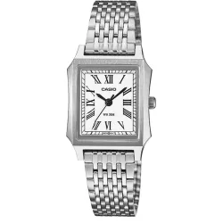 CASIO Analog Square mini Quartzuhr römisch Stahl weiss