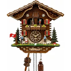Kuckucksuhr Chalet Swiss Holz Q-Wanduhr Heidi mit Tänzer