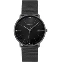 Junghans MAX BILL 38 Quartzuhr Stahl schwarz Index Mesh