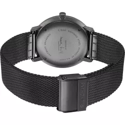 Junghans MAX BILL 38 Quartzuhr Stahl schwarz Index Mesh