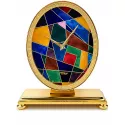 IMHOF Tischuhr Quartz Oval Mosaik von Hand emailliert