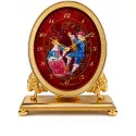 IMHOF Tischuhr Quartz Oval Romantik von Hand emailliert