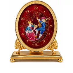 IMHOF Tischuhr Quartz Oval Romantik von Hand emailliert
