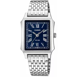 CASIO Analog Square mini Quartzuhr römisch Stahl blau