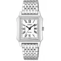 CASIO Analog Square mini Quartzuhr römisch Stahl weiss