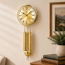 AMS Pendeluhr mechanische Wanduhr römisch gold