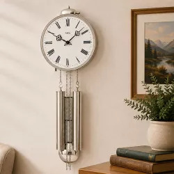 AMS Pendeluhr mechanische Wanduhr römisch silber