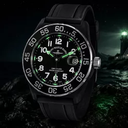 ZENO-WATCH BASEL H3 Diver Teflon Lumi-Sportuhr Silikonband schwarz