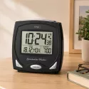 TFA Sprechender Funk-Wecker LCD Tischuhr schwarz
