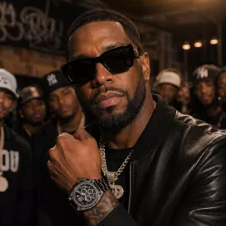 ZENO Hip-Hop Chrono XXL Bling Bling Quartzuhr schwarz
