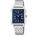 CASIO Analog Square mini Quartzuhr römisch Stahl blau