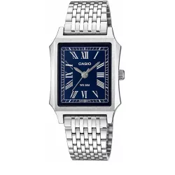 CASIO Analog Square mini Quartzuhr römisch Stahl blau