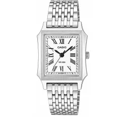 CASIO Analog Square mini Quartzuhr römisch Stahl weiss