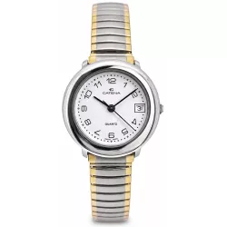 CATENA Stretch Damenuhr Zahlen weiss bicolor