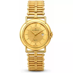 CATENA Othello Flatline flache Quartz Armbanduhr gold