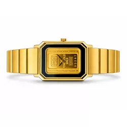 CATENA Lingot d'or Quartzuhr mit 1g Goldbarren vergoldet schwarz