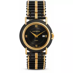 CATENA Othello Flatline flache Quartz Armbanduhr schwarz