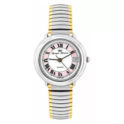 YONGER BRESSON Stretch Damenuhr römisch rosa bicolor