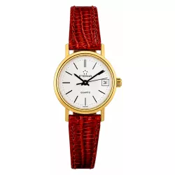 ETERNA Vintage Damen Golduhr Quartz Lederband