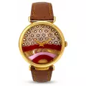 MURANO Skelettuhr Handaufzug Murrina Glas Herbst braun